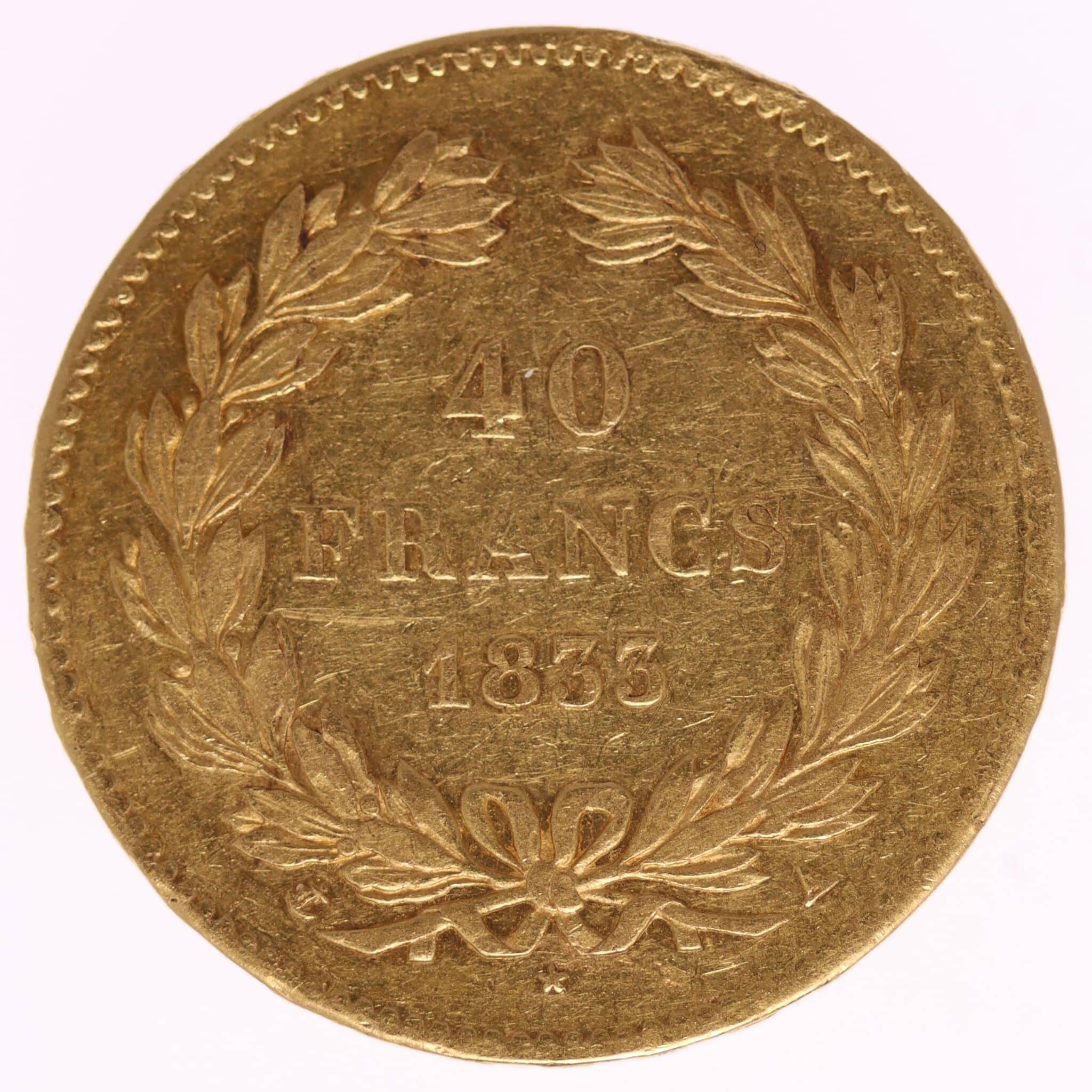 Frankreich Louis Philippe I. 40 Francs 1833 A frankreich - Frankreich Louis Philippe I. 40 Francs 1833 A