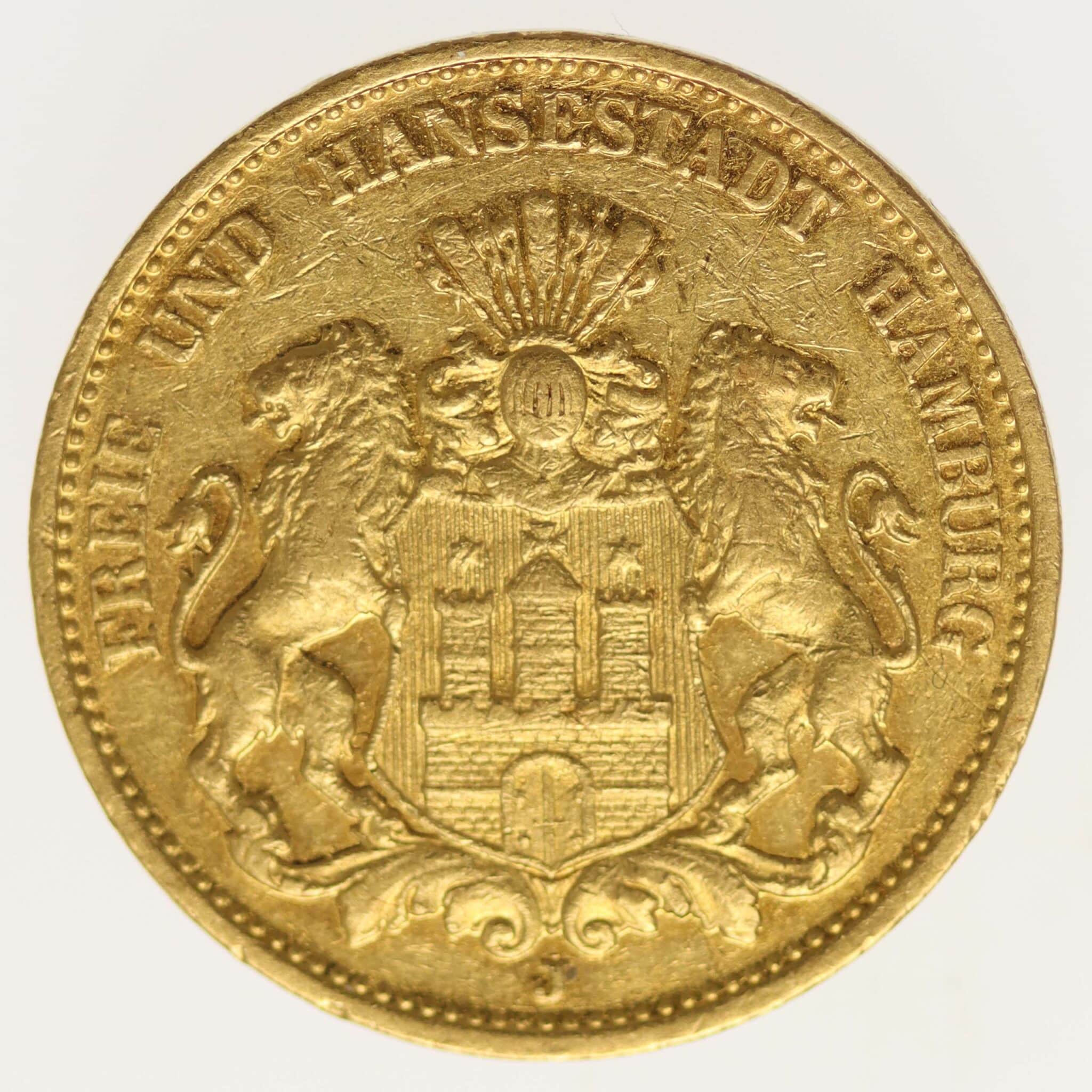 Hamburg Stadtwappen 20 Mark 1884 deutsches-kaiserreich-ab-1871 - Hamburg Stadtwappen 20 Mark 1884