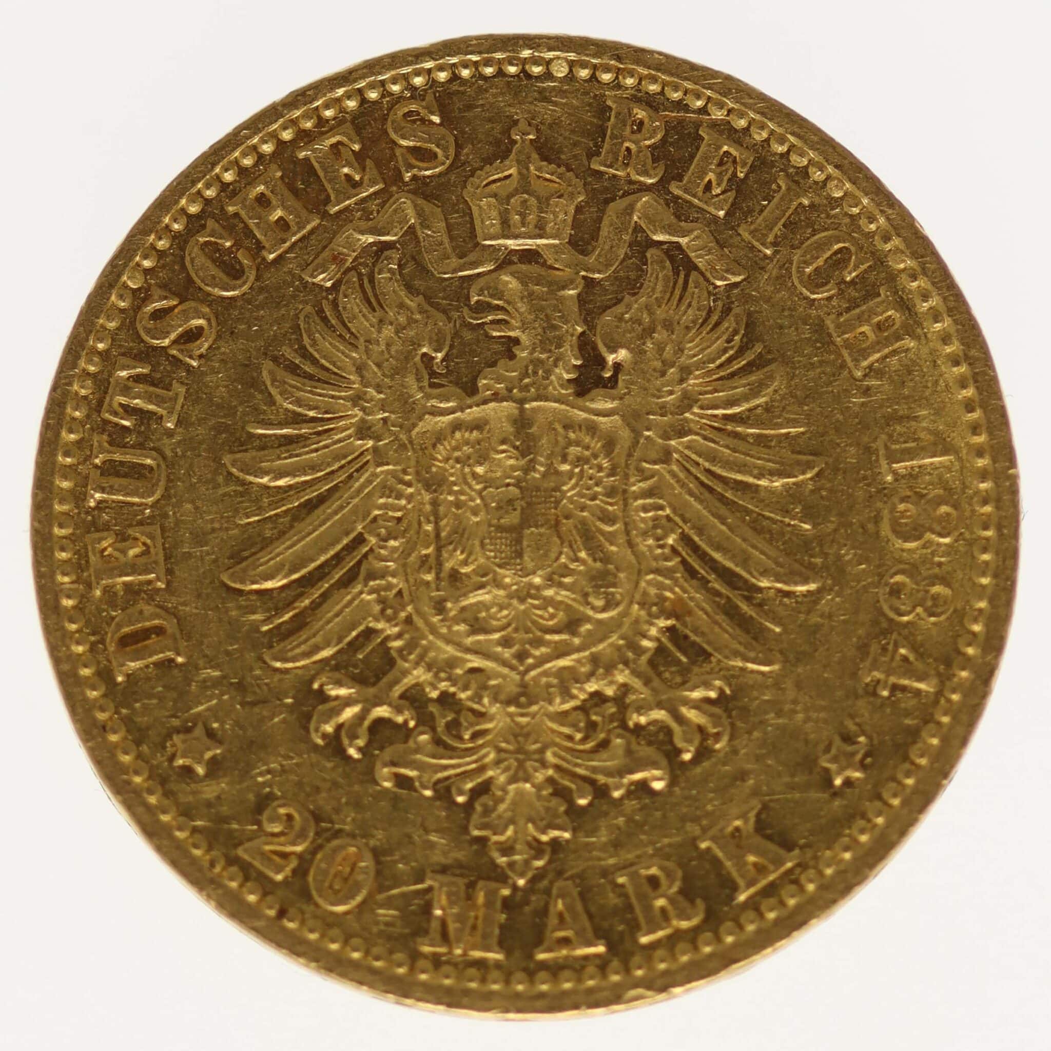 Hamburg Stadtwappen 20 Mark 1884 deutsches-kaiserreich-ab-1871 - Hamburg Stadtwappen 20 Mark 1884
