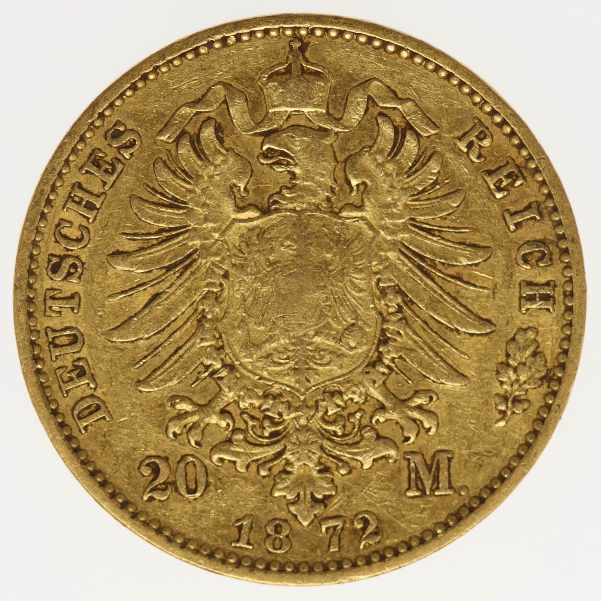 Hessen Ludwig III. 20 Mark 1872 deutsches-kaiserreich-ab-1871 - Hessen Ludwig III. 20 Mark 1872