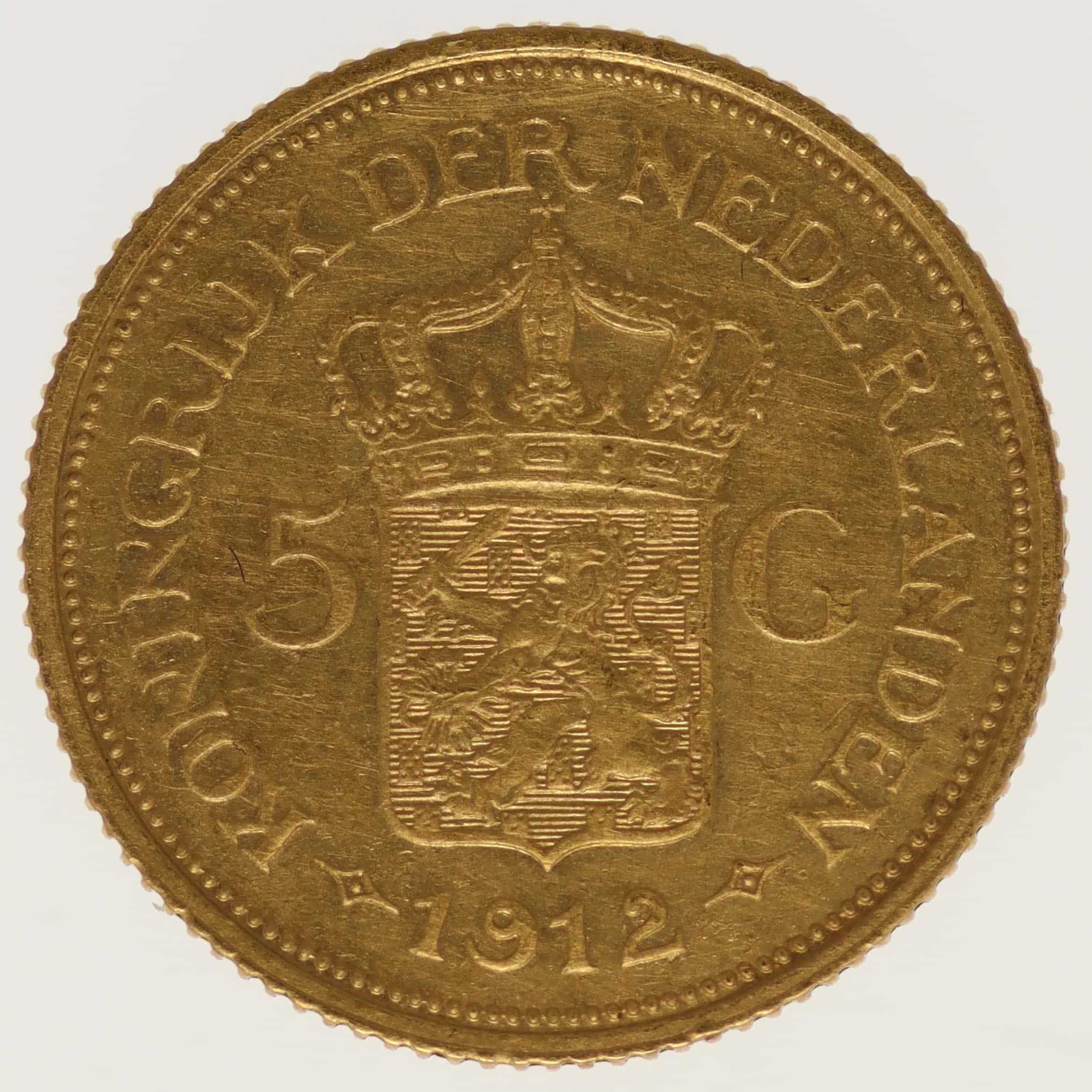 Niederlande Wilhelmina 5 Gulden 1912 niederlande - Niederlande Wilhelmina 5 Gulden 1912