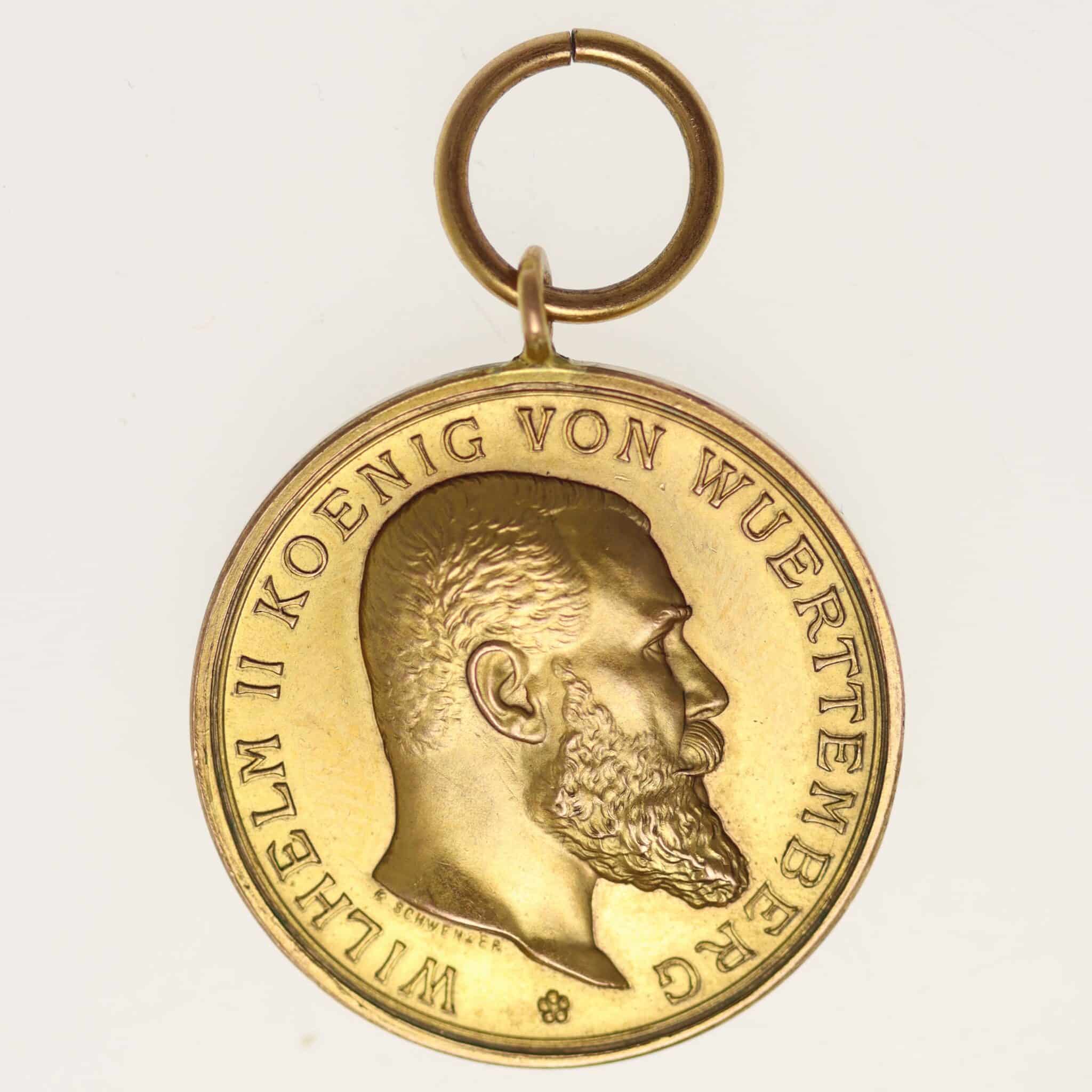 Württemberg Wilhelm II. Goldmedaille o.J. altdeutschland - Württemberg Wilhelm II. Goldmedaille o.J.