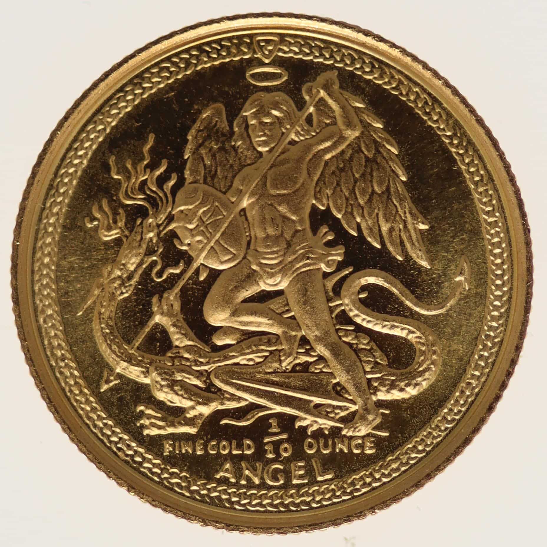 Isle of Man Elisabeth II. 1/10 OZ 1985 Angel isle-of-man - Isle of Man Elisabeth II. 1/10 OZ 1985 Angel